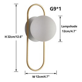 Flyrose Lámpara de pared Moderno Aplique de Pared 1 Luz Latón Oro Cepillado Globo de cristal Lámpara de pared Apliques de Pared Vintage Vanity Baño