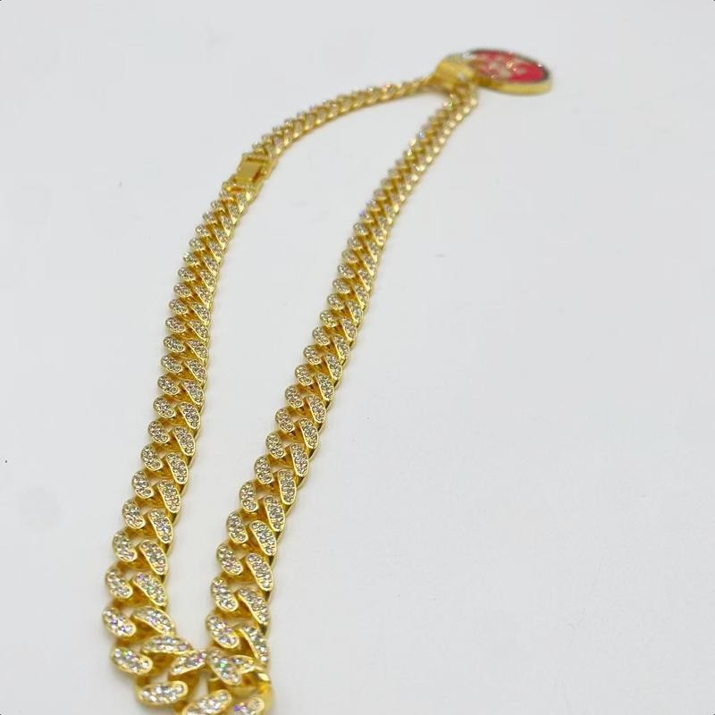 (S F) Oil Drip Pendant Necklace Cuban Chain Choke Chain