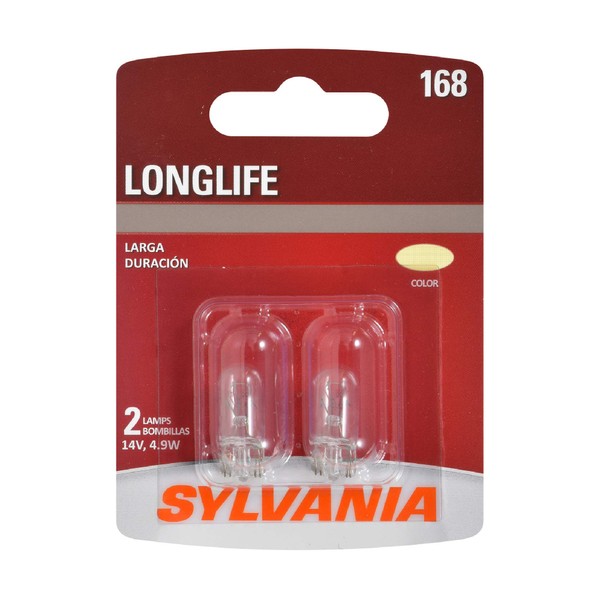 SYLVANIA - 168 Long Life Miniature - Bulb, Ideal for Interior Lighting – Map, Dome, Truck, Cargo and License Plate (Contains 2 Bulbs)
