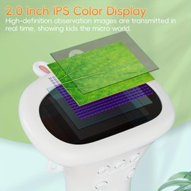 Kids Handheld Microscope 100X-1000X Magnification, Portable Pocket Microscope for Kids Ages 4-12 with Built-in Storage, LED Lights & PC Connection