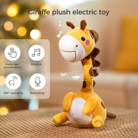 TUMAMA Baby Plush Toy Talking Dancing Giraffe Toy Gifts for Boys Girls Kids Plush Dinosaur Baby Musical Toy