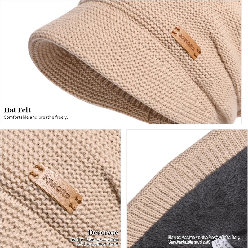 DANMY Womens Winter Beanie Hat,Fleece Lining Warm Knitted Slouchy Beanie