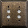 Classic Accents Deco Aged Antique Brass 2 Gang Push Button
