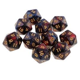 Yiotfandoll 10PCS Polyhedral D20 Dice 20mm Acrylic 20 Sided Dice for RPG MTG DND Table Games (Red Blue)