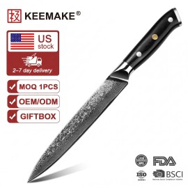 Sunnecko Carving Knife 8 Inch Sharp Meat Slicing Damascus Steel Kitchen Cleavercolor: Black, kitchen knife size: 8 inch