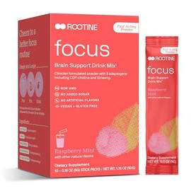 Mezcla de bebida totalmente natural Rootine Focus para reforzar el cerebro, suplementos para ayudar a mejorar la energía y el estado de ánimo,...     