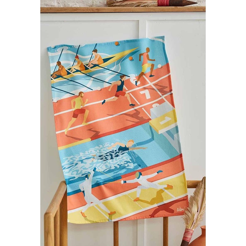 Coucke Wim' Les Athletes Printed Cotton Tea Towel 50 x