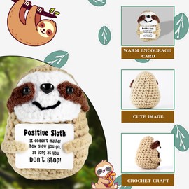 Funny Gifts Women Positive Emotional Support Crochet Valentine Plush Nuggets Partner Cute Birthday Gift Mini Positive Sloth Farewell Gifts Unique Office Car Decor Office Gifts for Coworkers Employees