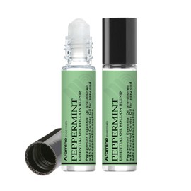 Peppermint Essential Oil Roll On, Pre-Diluted 10ml (Pack of 2). Premium Quality, Therapeutic Grade Topical Ready Aromatherapy Oil
