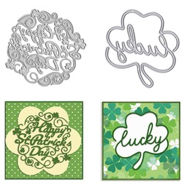 St. Patrick's Day Cutting Dies for Card Making, Happy St. Patrick's Day Lucky Words Die Cuts Shamrock Embossing Stencil Template Tool for DIY Scrapbooking Paper Card and Photo Album Craft Decoration