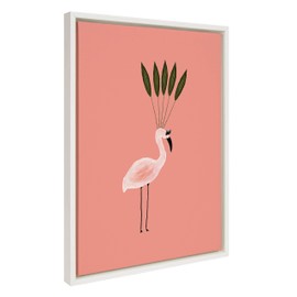 Kate and Laurel Sylvie Leaf Crown Framed Canvas Wall Art by Kendra Dandy, 18x24 White, Abstract Wall Decor