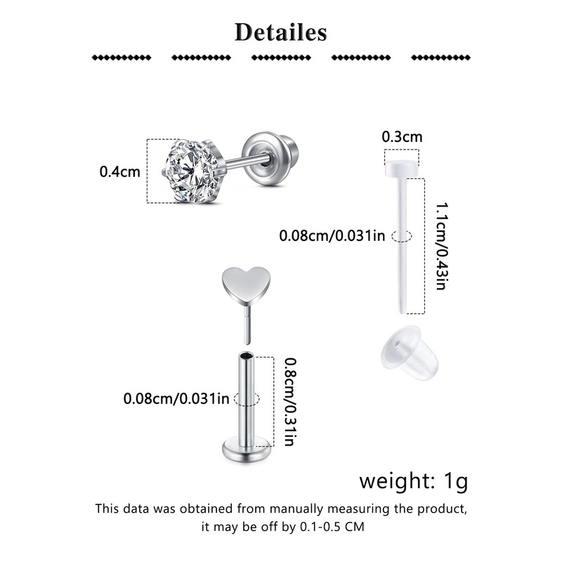 QWALIT Silver Ear Piercing Kit Ear Piercing Gun Kit Earrings