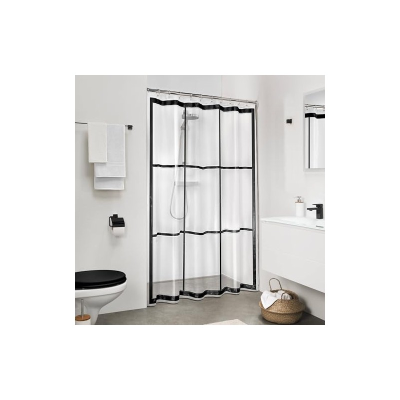 Sealskin Brix Shower Curtain PEVA PVC Free Waterproof Bath Shower