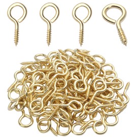 BronaGrand 100pcs 25mm (1 Inch) Small Screw Pins Hooks Screw in Hooks for Hanging Crafts Decoration Cups,Gold