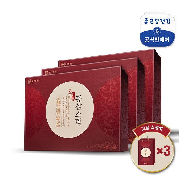 Chong Kun Dang Health 3 boxes of domestic 6-year-old red ginseng sticks + free shopping bag