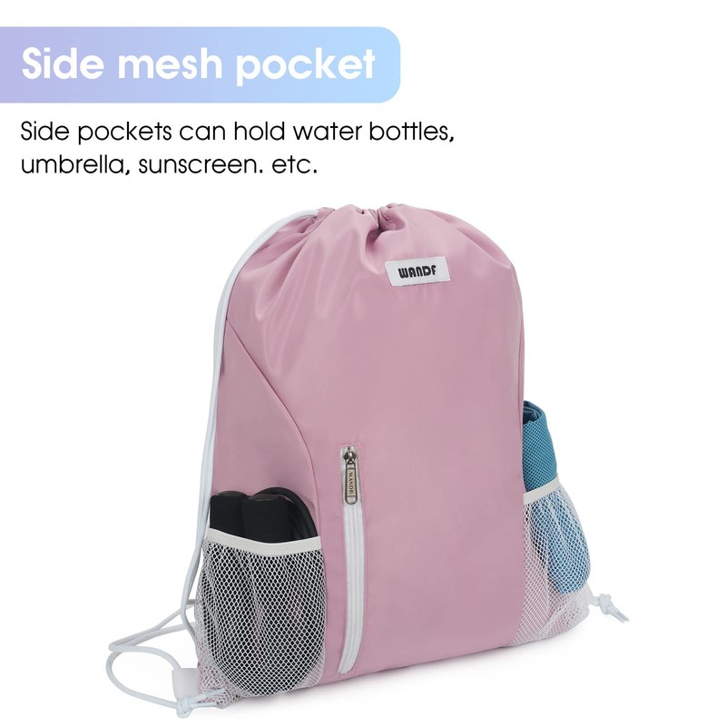 Drawstring Backpack Sports Gym Sackpack with Mesh Pockets Water Resistant