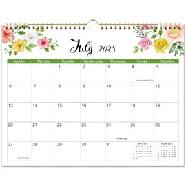 2025-2026 Wall Calendar - 18 Month Floral Calendar Runs from Jul. 2025 - Dec. 2026, 11.5" x 14.5", spiral calendar 2025-2026, Feminine Design for Home/Office Decor