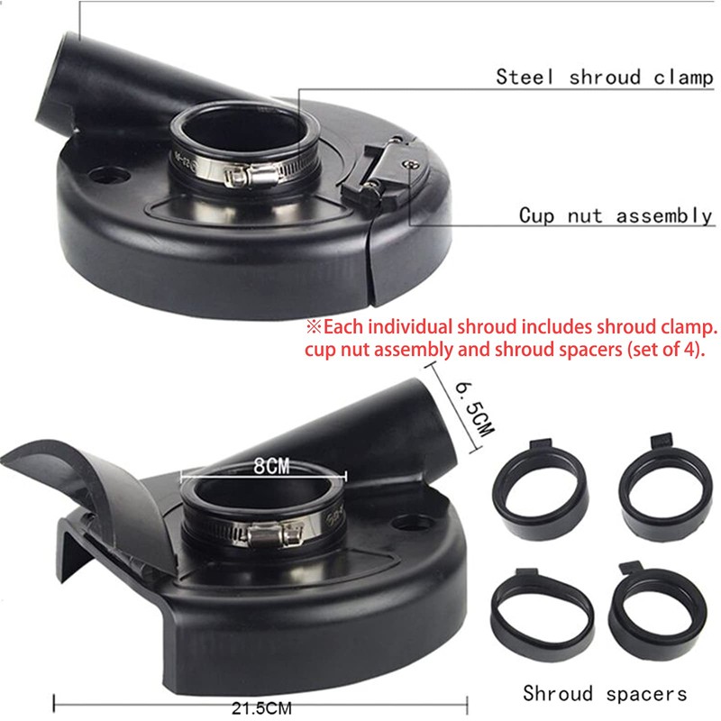 SDRTOP Dust Shroud Angle Grinder 7 Inch Dustless Vacuum Universal