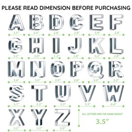 Bakerpan Stainless Steel Alphabet Cookie Cutter Set, Big 3.5 Inch English Letters, 26 Large ABC Cookie Cutters, with Bonus Dough Cutter