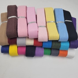 TIANYING Herringbone Ribbon, Cotton Tape, Cotton String, Sugiya Tape, Cotton Ribbon, Tag Tape, Plain Cotton Cord, Handle Tape, Approx. 0.8 inches (20 mm) Wide, Leads for Clothing, Crafts, Packaging,