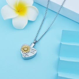 Loybora Sunflower Cremation Jewelry for Ashes Rose Daisy Flower Urn Necklaces for Ashes Memorial Keepsake Jewelry for Family Friends Cremation Urn Necklace (Silver)