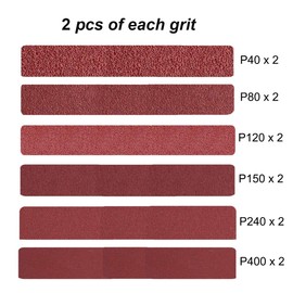 Aiyard 2 x 42 Inch Aluminum Oxide Sanding Belts, 40/80/120/150/240/400 Assorted Grits Abrasive Belts for Belt Sander, 12-Pack