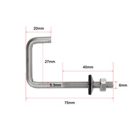 10Pack M6x25x75mm 304 Stainless Steel Roofing Hook Bolt Tile Hook Bolt with Waser and Nut for Roof Tile Fixed, Fastening Hook Bolts