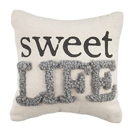Mud Pie Mini Farm Hook Pillow, 8" x 8", Sweet Life