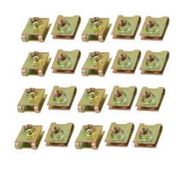 uxcell 20pcs Spring Steel Speed Fastener Extruded U Nut Brass Tone for M6 Screw