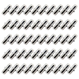 HappyHome 50 Piece Dowel Shelf Bracket, 0.2 inch (5 mm) x 0.6 inch (5 mm) x 0.6 inch (16 mm), Shelf Support Pin, Metal, Insert Type, Silver