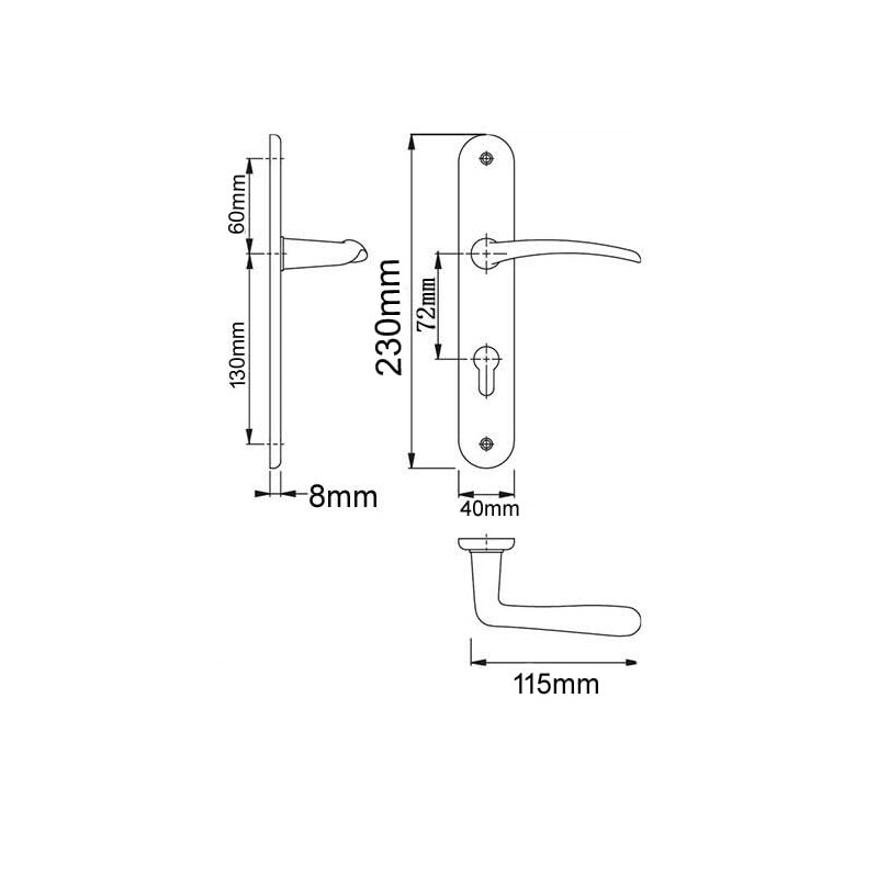 Aqbau® Door Handle Set Long Plate Black Door Handle Door