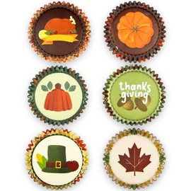 qiqee Thanksgiving Day Standard Cupcake Liners Cupcake Cups 300-Count Food Grade Gradient Design Cupcake Papers Baking Cups Cupcake Wrappers for Thanksgiving Day(Standard Size)