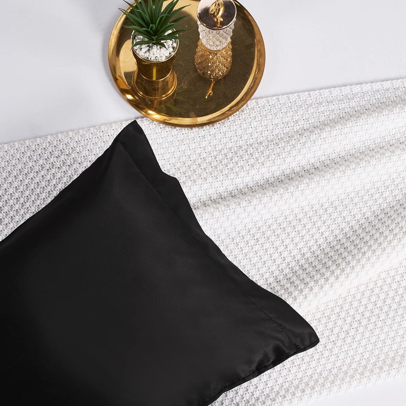 Lirex 2 Pack Satin Pillow Cases, Soft Solid Color Microfiber