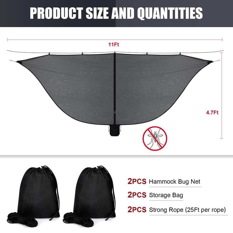 GliCraft 2 Pieces Hammock Bug Mesh Net 11 x 4.7
