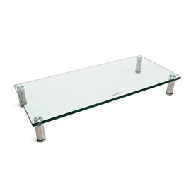 Monoprice Multimedia Desktop Stand 22 Inch x 9.5 Inch - Stand & Riser, Laptop Stand, Desktop TV Stand w/ Height Adjustable Legs - Workstream Collection, Clear