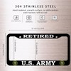 2 Pack License Plate Frames for U.S. Army Retired, Universal