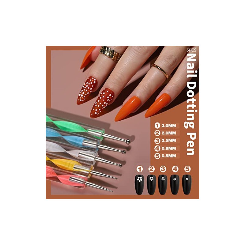 FANDAMEI Nail Art Kit - Design Tools with Brushes, Dotting