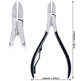Premium 440C Stainless Steel Heavy Duty Toenail Clippers – 15 mm Wide Jaw, Ergonomic Anti-Slip Handle, Podiatrist-Grade Cutter for Thick & Ingrown Nails (Black)
