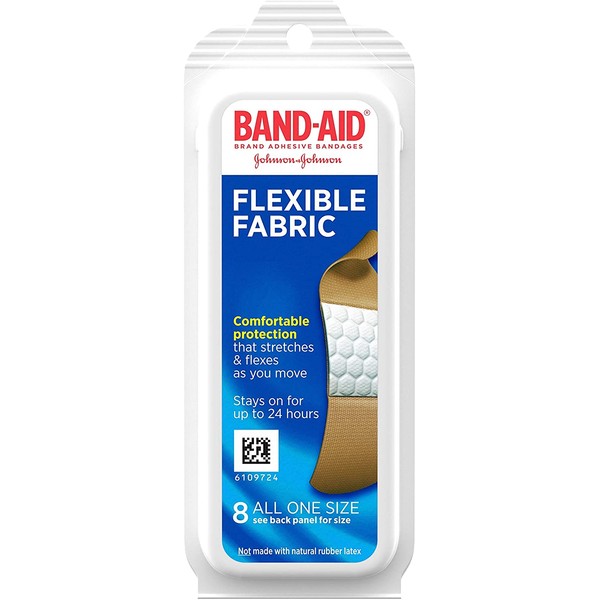 Band-Aid Brand Flexible Fabric Adhesive Bandages, for Wound Care and First Aid, 8 Count