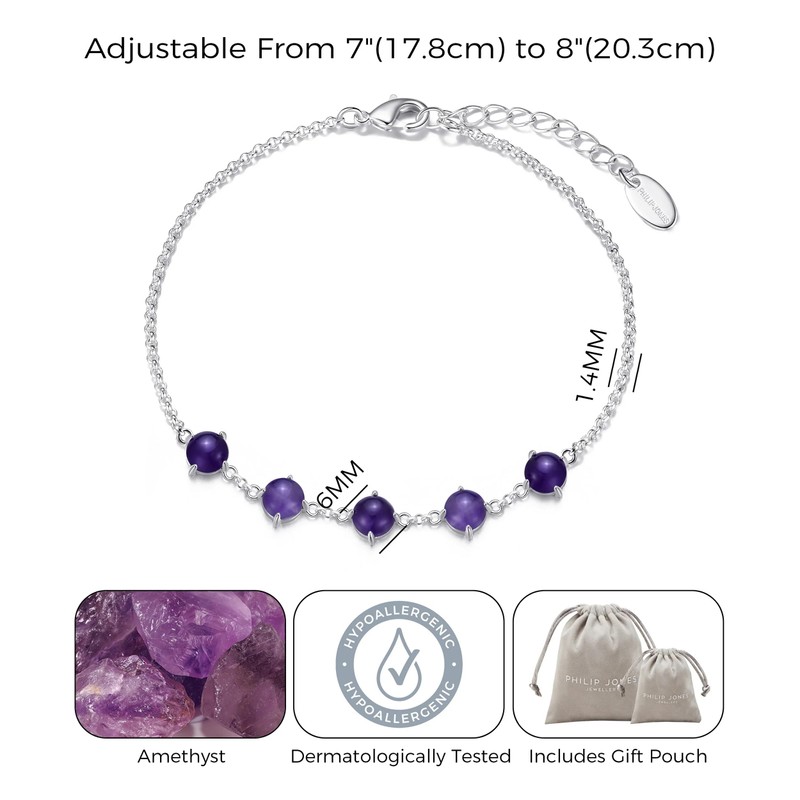 Philip Jones Amethyst Gemstone Bracelet