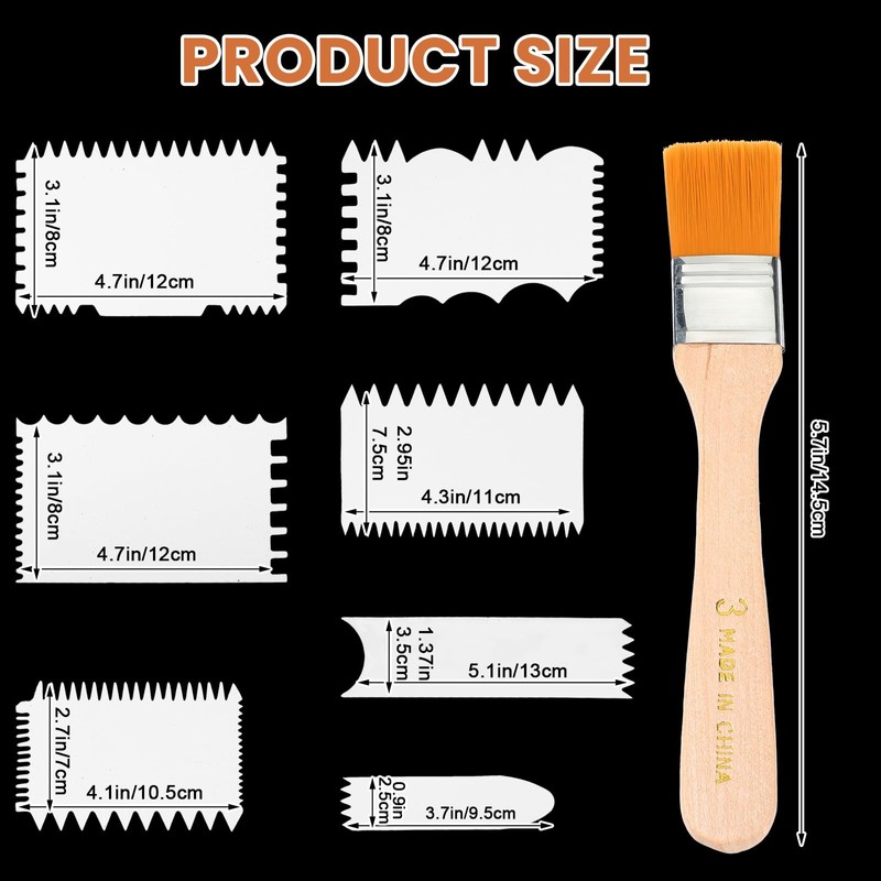 8pcs Acrylic Swipe Painting Tools Paint Scraper Plastic Paint Swipe