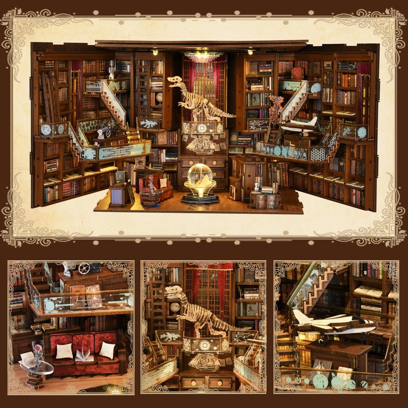 MiniCity DIY Book Nook Kit for Adults, 3D Wooden Puzzle