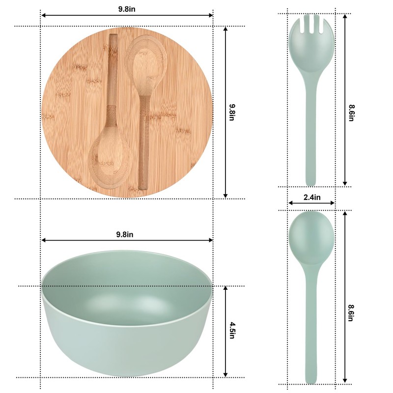 LOVYANXUE Bamboo Fiber Salad Bowl with Servers Set Large 9.8inches