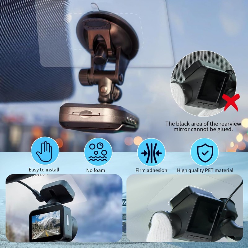 12 Pcs Electrostatic Windshield Dashcam Stickers, Prevent Scratching & Falling,