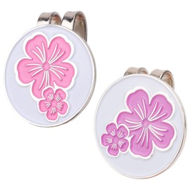 2pcs Magnetic Golf Hat Clip, 0.98 Inch Round Magnet Ball Marker with Hat Clip Flower Pattern Golf Accessories for Men Women Golfers