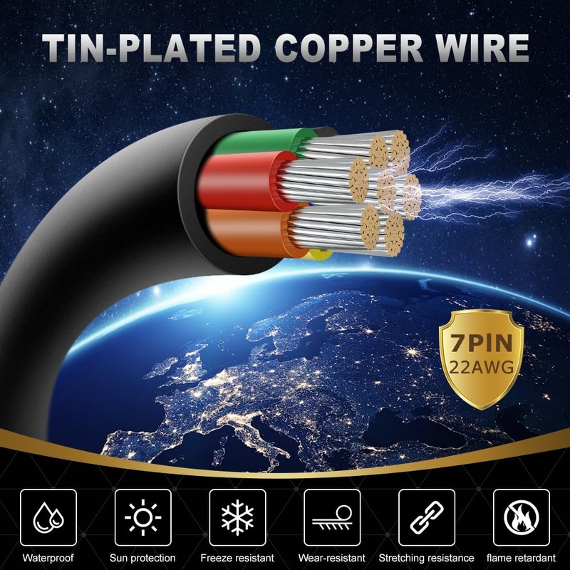 DEKIEVALE 22 Gauge 7 Conductor Electrical Wire, 50FT 22AWG Black
