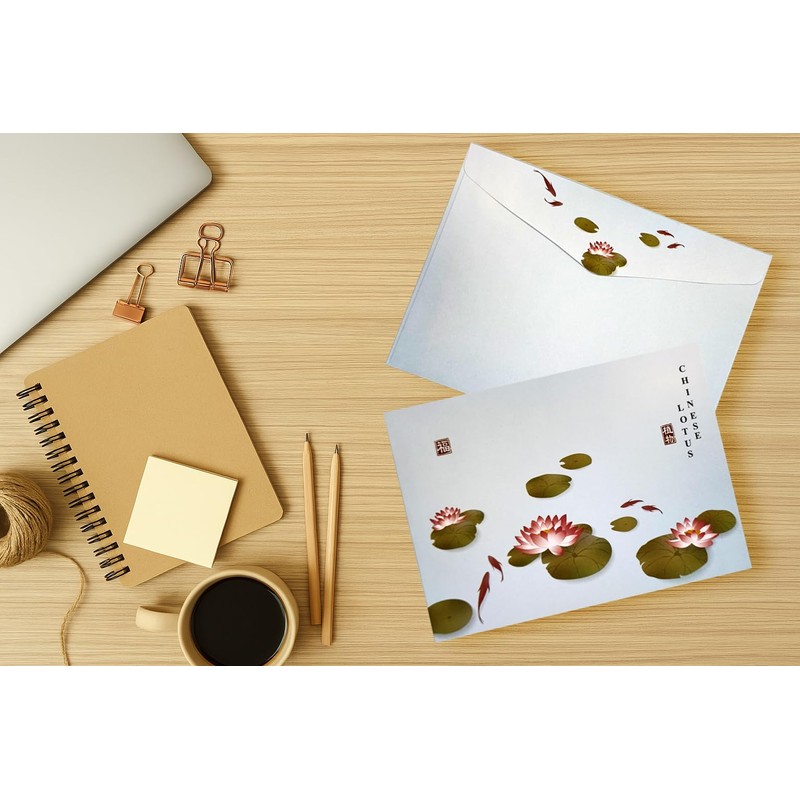 Tanshuqin 10 Pack Flower Envelopes 6.18 x 9.06 Inch Lotus