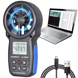 AIOMEST HVAC CFM 풍속계 풍속/기류 속도를 측정하는 AIOMEST 휴대용 기류계 실시간 USB 동기화를 통한 풍량 온도 Portable Airflow Meter for Measuring Wind Speed/Airflow with Real-time USB Synchronization [AN-866A PC Connect CFM Anemometer]