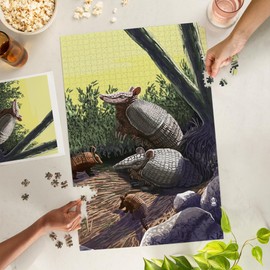 Lantern Press 1000 Piece Jigsaw Puzzle, Armadillo Family