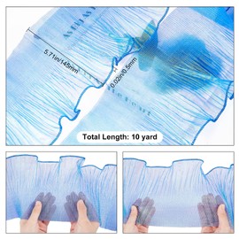 GORGECRAFT 10 Yard Organza Ruffled Pleated Lace Fabric Trim Retro Ruffle Pleated Chiffon Trimmings Polyester Border Lace Fabric for DIY Wedding Dress Craft Home Decor, Cornflower Blue